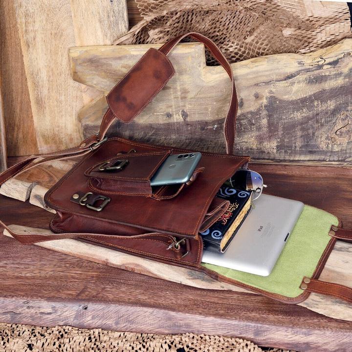 Image du produit Only-Bags.Store Sacoche en cuir, sac à main en cuir véritable pour hommes et femmes, sac à bandoulière, sac à main