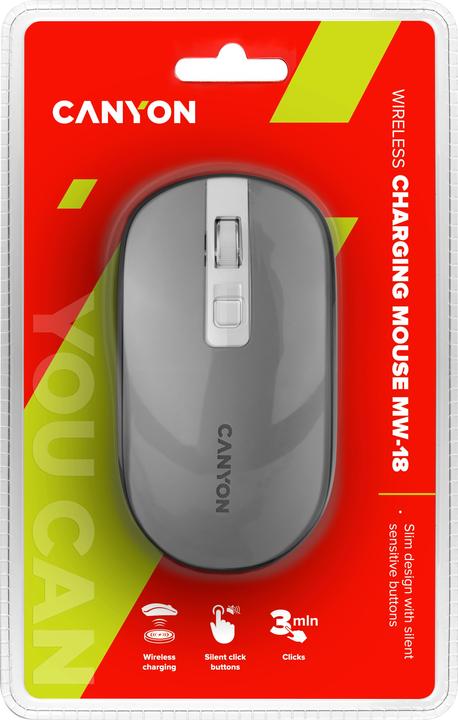 Produktbild Canyon Maus MW-18 Wireless rechargeable silent Pixart grey (Kabellos)