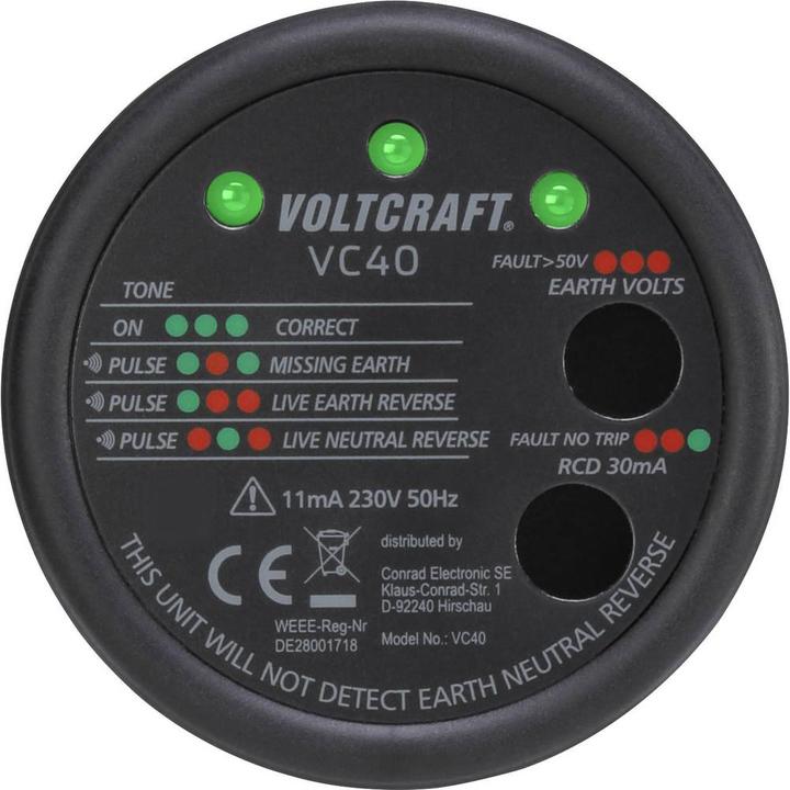 Produktbild Voltcraft VC40 Steckdosentester (CAT II 300V)