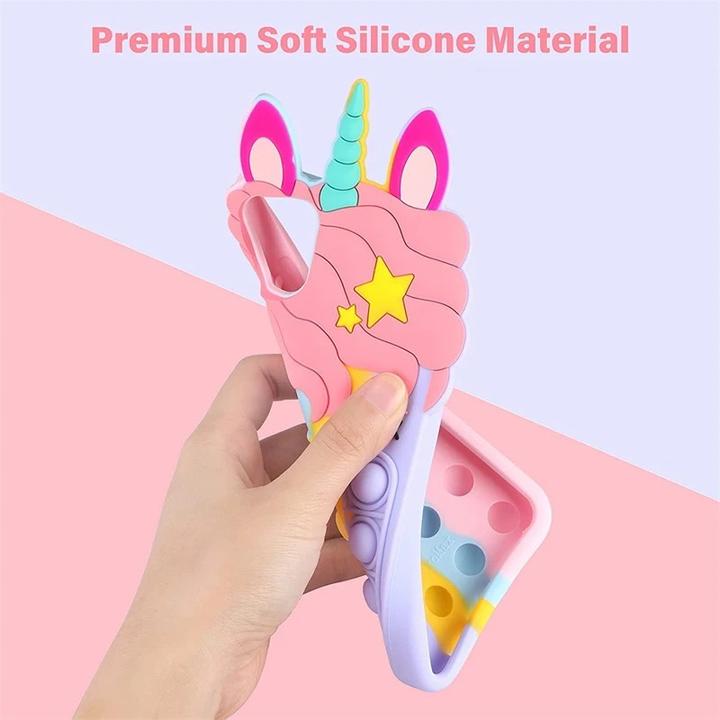 Actual product image RPD iPhone 13 Pro - Unicorn / Unicorn Pop-It case, silicone back case in purple, yellow, pink (Apple iPhone 13 Pro)