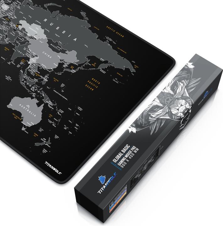 Produktbild Titanwolf Gaming Mauspad XXL, glattes Stoffgewebe, Speed Mausmatte 900 x 400mm grosse Fläche, Weltkarte Global (XXL)