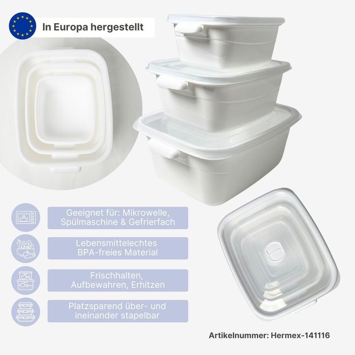 Produktbild Hermex 6er-Set Mikrowellendosen Vorratsdosen Mikrowellenbehälter Gefrierdosen