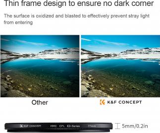 Image du produit K&F Concept Nano-C HMC CPL Zirkularpolarisationsfilter – 77 mm (77 mm, Filtre polarisant)