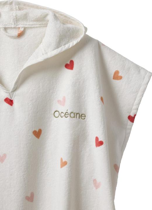 Vertbaudet Children's bath poncho HEARTS with recycled cotton, personalisable (128)