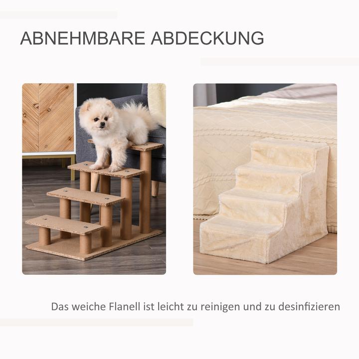 Produktbild PawHut Haustiertreppe mit abnehmbarem Bezug (Hund, Waschbar, Faltbar)