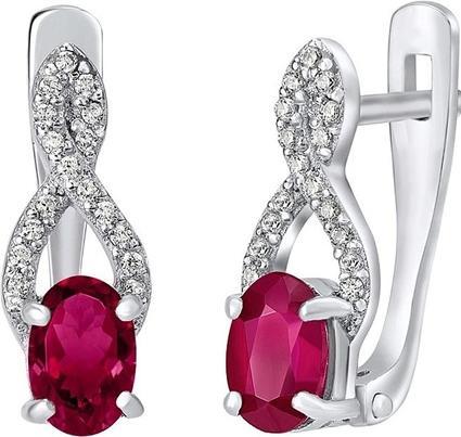 Silvego Silver earrings with synthetic ruby GRACE QRE03R