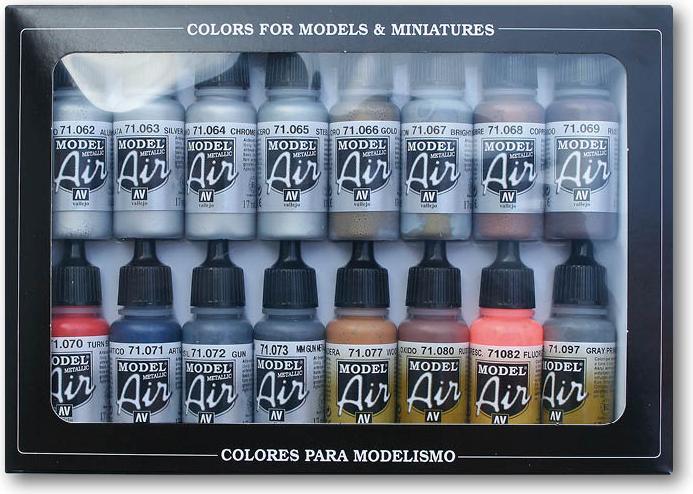Produktbild Vallejo Farben für Modellbau (Gold, Silver, Red, Grey, Blue, 17 ml)