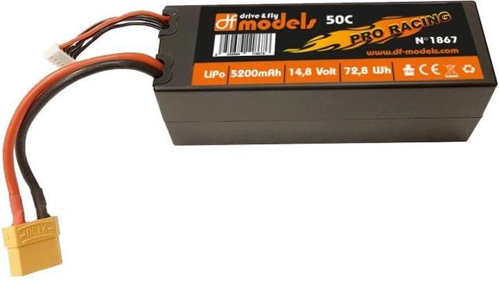 Immagine prodotto DF-Models Batteria Lipo 14.8 Volt 5200mAh 50C XT90 quadrata (14.80 V, 5200 mAh)