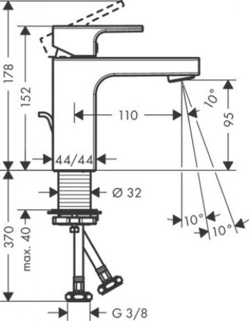 Actual product image hansgrohe HG EH-WT-MI VERNIS Shape 100 CoolStart w Drawst Drain Yarn. 1 1/4inch