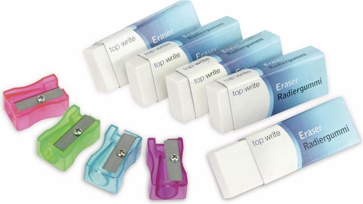 Topwrite Spitzer & Radiergummi 9tlg.