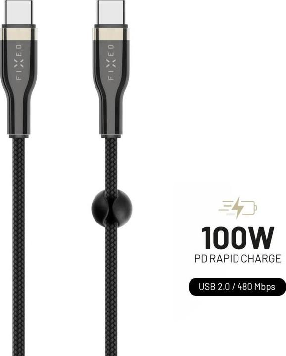 Actual product image Fixed Braided Cable USB-C/USB-C, 0,5m, 100W, black (0.50 m)