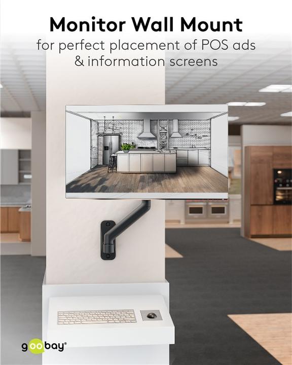 Actual product image Goobay Single monitor wall mount with mechanical spring, black (Wall, 32")