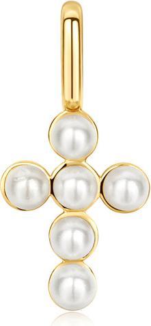 Ania Haie Gold Shell Pearl Cross Charm (925 Silber)