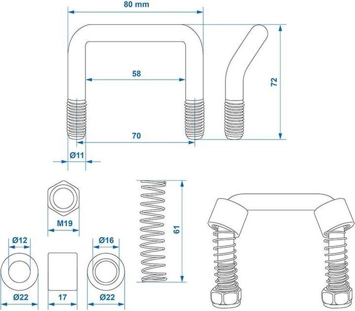 Image du produit ProPlus Etrier d'arrimage avec ressort sous blister