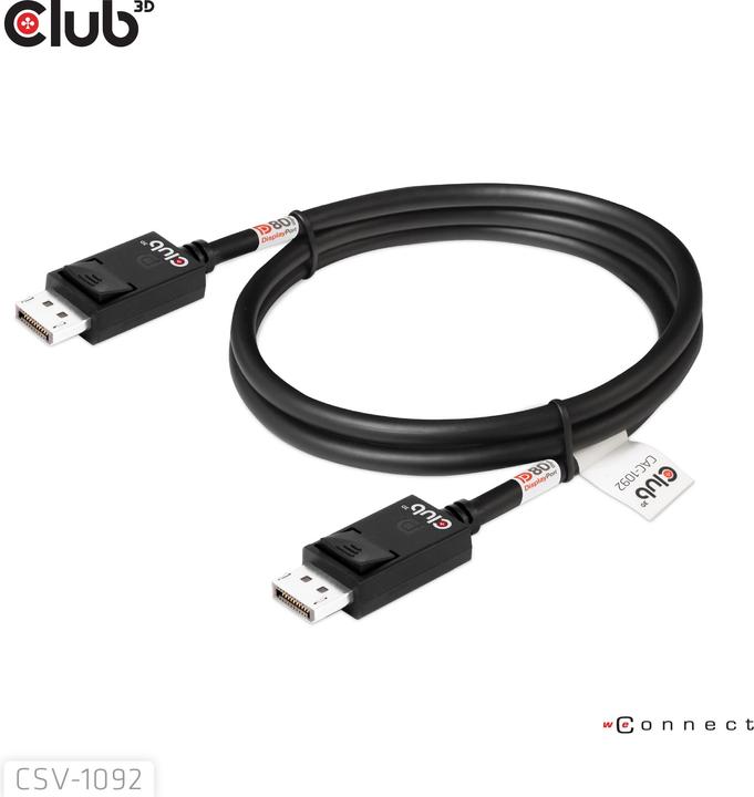 Image du produit Club 3D Club3D Câble DisplayPort 2.1 DP80 1,6m 10K/8K/4K St/St retail (1.60 m, DisplayPort)
