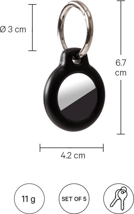 Produktbild Esmée 5er Set Case / Hüllen mit Schlüsselanhänger für AirTags, Schwarz