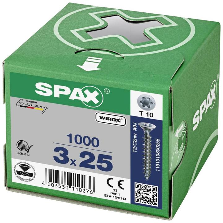 Actual product image Spax Chipboard screws SK T10 3.0x20 mm (1000 Screws per piece)
