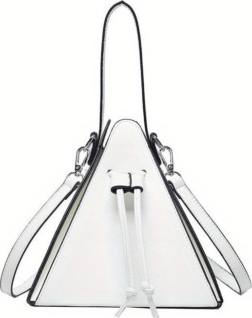 Actual product image Only-Bags.Store Mini Drawstring Bag, Solid Colour Crossbody Bag, Faux Leather Clutch Purse