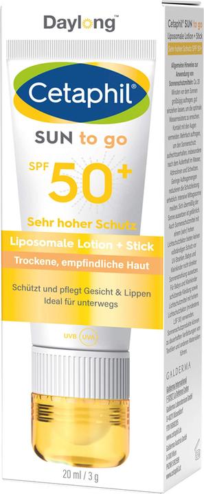 Image du produit Daylong Cetaphil Sun to go lotion liposomale + stick SPF 50+, solution de 20 ml (Lotion solaire, SPF 50+, 20 ml)