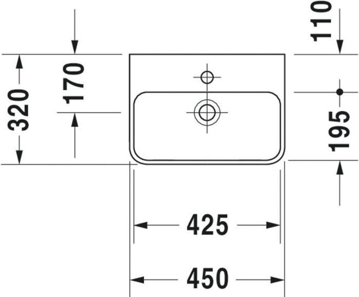 Image du produit Duravit Lave-mains ME by Starck m ÜL m HLB 450x320mm 1 HL blanc satiné (320 mm, 450 mm)