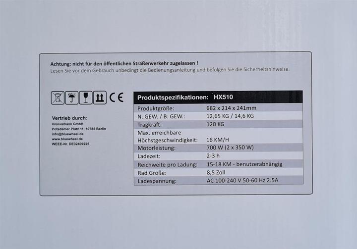 Actual product image Bluewheel HX510 (16 km/h, 700 W)