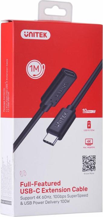 Produktbild Unitek USB USB-C - USB-C cable, 1 m black (C14086BK-1M) (1 m, USB 3.2 Gen 2)