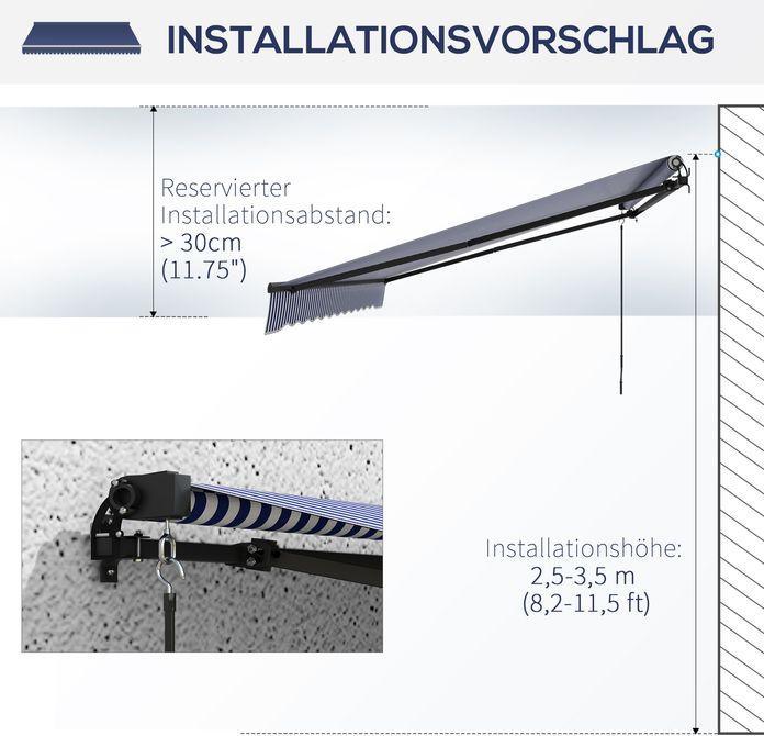 Actual product image Swisshandel24 3.5x3 m awning wall-mounted balcony awning with hand crank, sun protection, sun canopy aluminium (2.90 m)