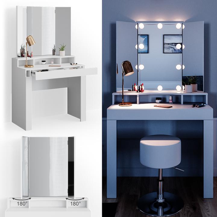 Actual product image Vicco Nora with stool and lighting (43.5 x 43.5 x 155 cm)