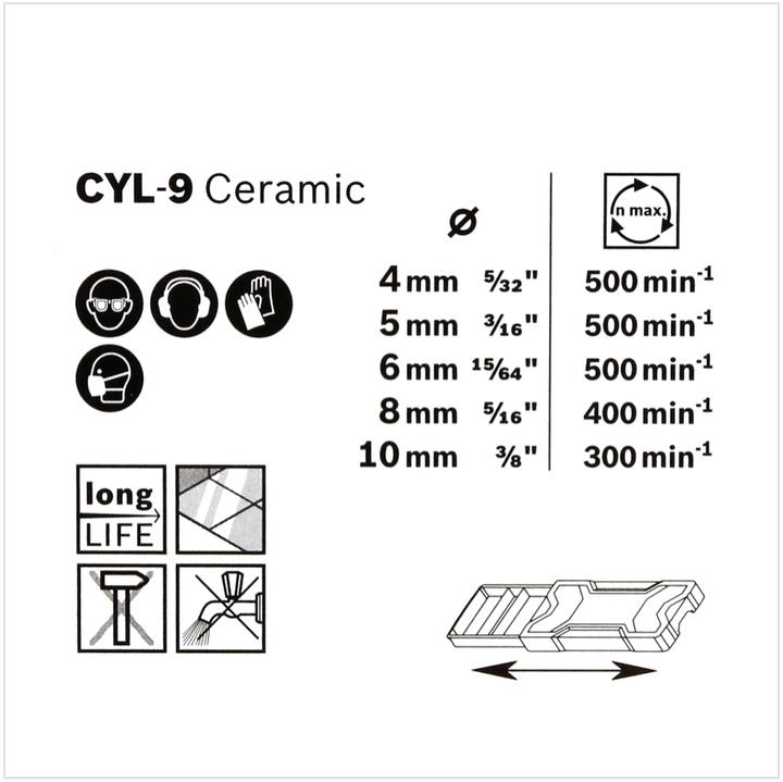 Produktbild Bosch Professional Zubehör 5-tlg. CYL-9 Ceramic Fliesenbohrer-Set, 4–10 mm (4,0-10 mm)