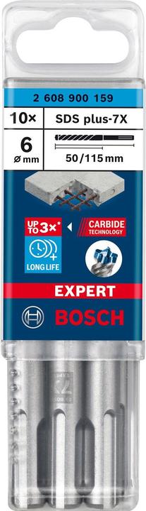 Image du produit Bosch Professional Zubehör Forets marteau Expert SDS plus-7X, 6 x 50 x 115 mm,10 pcs. (6 millimètres)