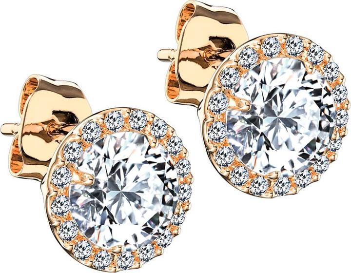 Star Piercing Ohrstecker rosegold rund mit Kristall Umrandung und Kristall mittig (ohne Messing, 925 Sterlingsilber)