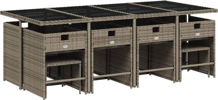 Immagine prodotto VidaXL Mobili da giardino set da pranzo set da giardino gruppo di sedute 13 pezzi in poly rattan grigio (220 cm)