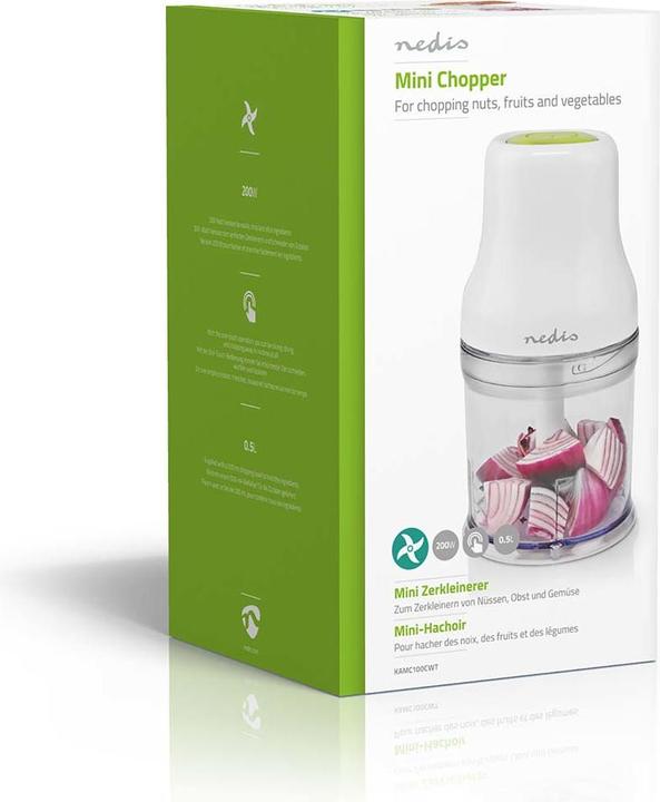 Actual product image Nedis KAMC100CWT Food Chopper 200 W 0.5 l Plastic 1-Speed Turbo Function White (500 ml, 200 W)