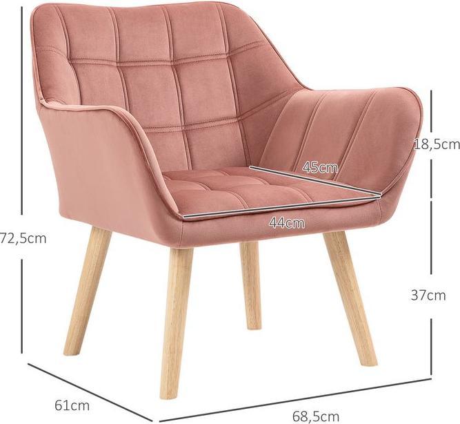 Image du produit Swisshandel24 Fauteuil simple Fauteuil relax aspect velours, pieds surélevés Fauteuil scandinave rembourré, rose