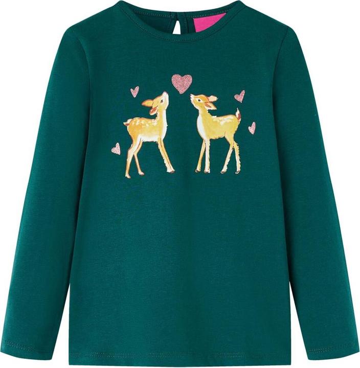 VidaXL Kinder-Langarmshirt Dunkelgrün 92,Material: 95 % Baumwolle (92)