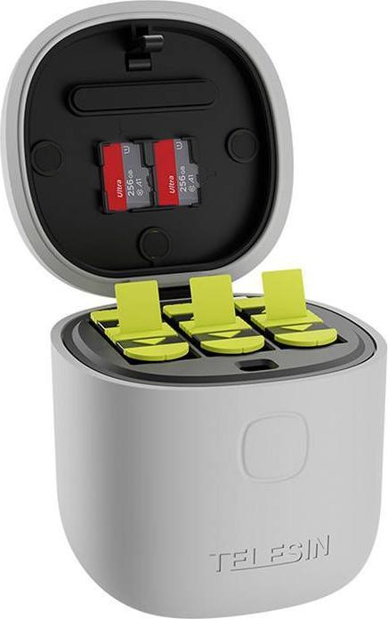 Immagine prodotto Telesin Caricabatterie impermeabile a 3 slot Allin box per GoPro Hero 9 / Hero 10 + 2 batterie (Eroe 10, Eroe 9)