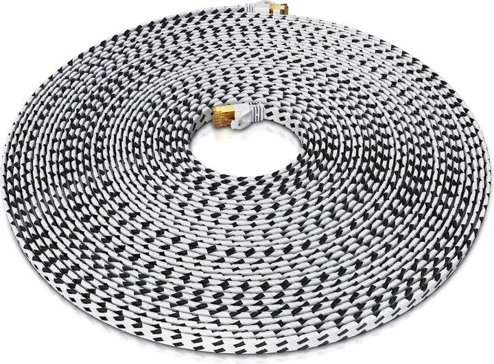 Image du produit Primewire Câble réseau CAT 7 Gaine plate en coton - Câble patch LAN Câble de données - Câble plat - Câble (U/FTP, CAT7, 30 m)