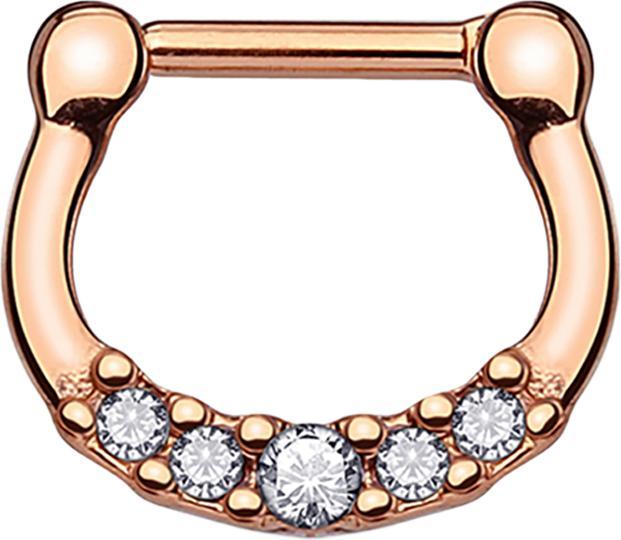 Immagine prodotto Star Piercing Setto con cinque cristalli in oro rosa e rivestimento in titanio (Acciaio chirurgico 316L, senza ottone)