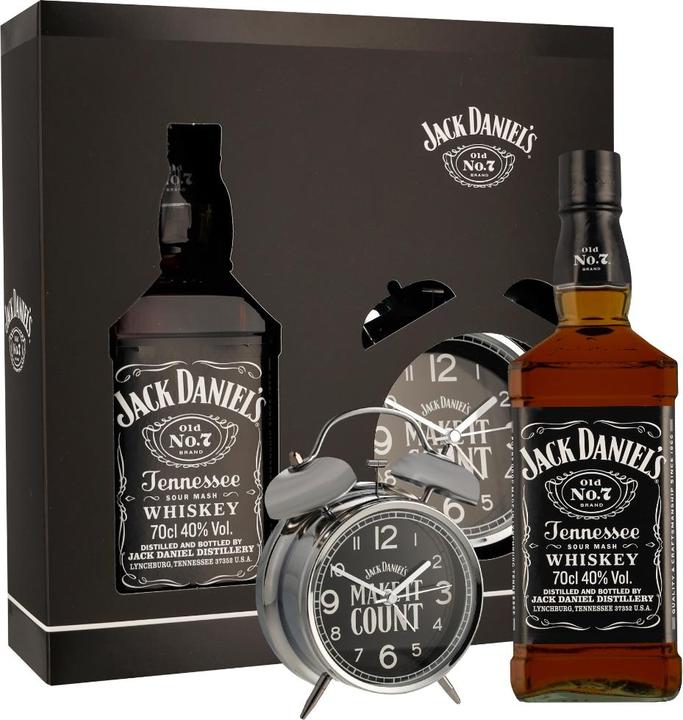 Immagine prodotto Jack Daniel's Tennessee Whiskey 40% Vol. 0,7l in confezione regalo con sveglia (Whisky del Tennessee, 1 x 70 cl)