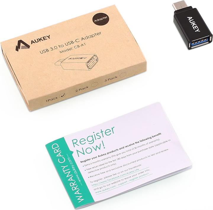 Immagine prodotto Aukey Adattatore da USB C a USB 3.0 (USB 3.0, 2.80 cm)