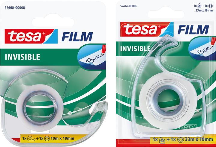 Image du produit tesa 1x tesafilm INVISIBLE avec dévidoir manuel, invisible mat, résistant au vieillissement et à la