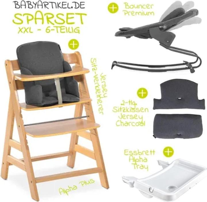 Actual product image Hauck Highchairs Alpha Plus Nature XXL Newborn Set - Highchair + 2in1 (Highchair)