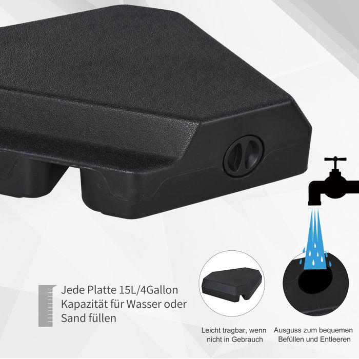 Produktbild Swisshandel24 Sonnenschirmständer mit Wasser oder Sand befüllbar bis 60 kg 4-tlg. Schirmgewicht HDPE Schwarz