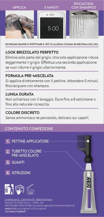 Immagine prodotto Just For Men T45 Touch Of Grey - Tinta per capelli castano scuro 40g (T-45)