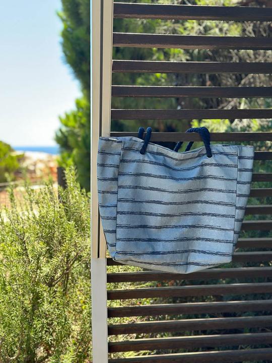 Produktbild Stoffrestposten Canvas - Gebrochnen Streifen in Blau