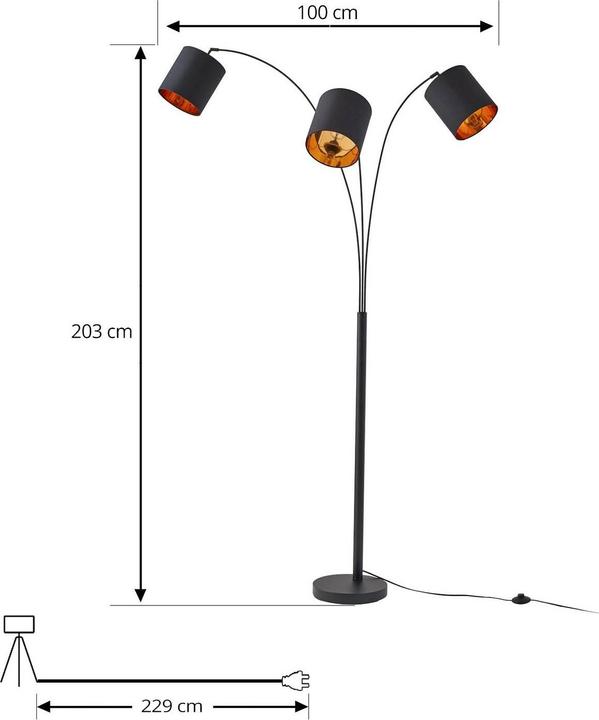 Actual product image Lindby Nanika floor lamp, black/gold (E27)