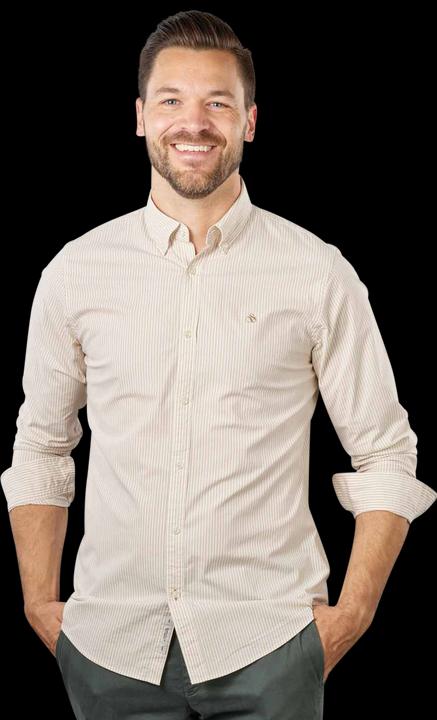 Actual product image Scotch & Soda Essential Stripe Shirt Longsleeve Off White (M)