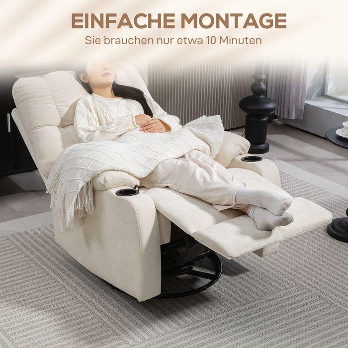 Actual product image Swisshandel24 Relaxsessel Drehbar Fernsehsessel mit Liegefunktion, Schaukelfunktion Beige