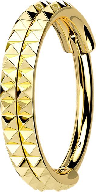 Produktbild Star Piercing Micro Segmentring klappbar vergoldet doppelreihe Pyramiden (ohne Messing, Chirurgenstahl 316L)