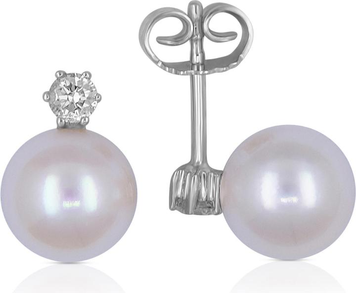 Actual product image Muau Stud earrings (White gold 750 Akoya pearl 7.5-8mm brilliant-cut diamond 0.20ct.)